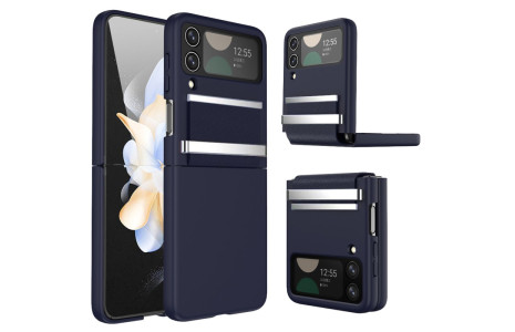 Newface Samsung Galaxy Z Flip 4 Kılıf Belt Flip Kapak - Lacivert