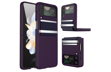 Newface Samsung Galaxy Z Flip 4 Kılıf Belt Flip Kapak - Mor