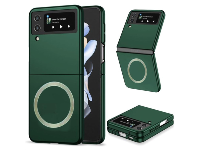 Newface Samsung Galaxy Z Flip 4 Kılıf Mata Fold Kapak - Koyu Yeşil