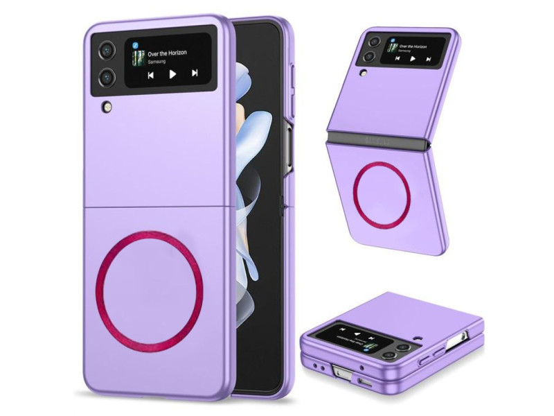 Newface Samsung Galaxy Z Flip 4 Kılıf Mata Fold Kapak - Lila