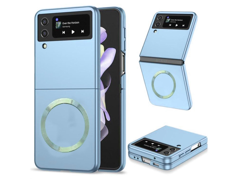 Newface Samsung Galaxy Z Flip 4 Kılıf Mata Fold Kapak - Sierra Blue