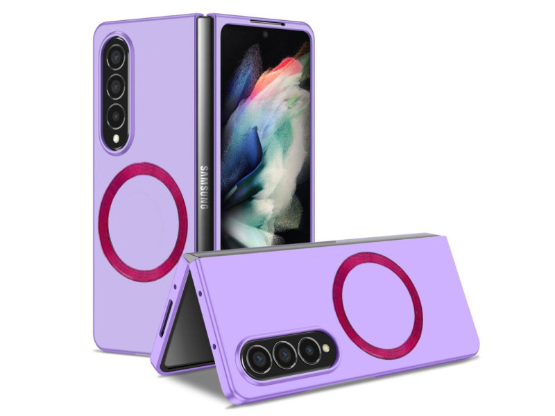 Newface Samsung Galaxy Z Fold 4 Kılıf Mata Fold Kapak - Lila