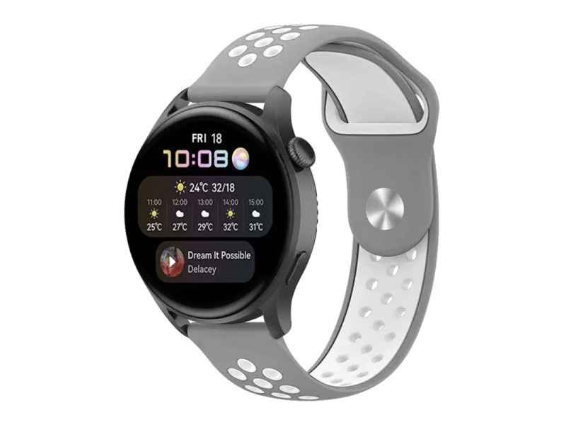 Newface Watch 20mm Spor Delikli Kordon - Gri-Beyaz