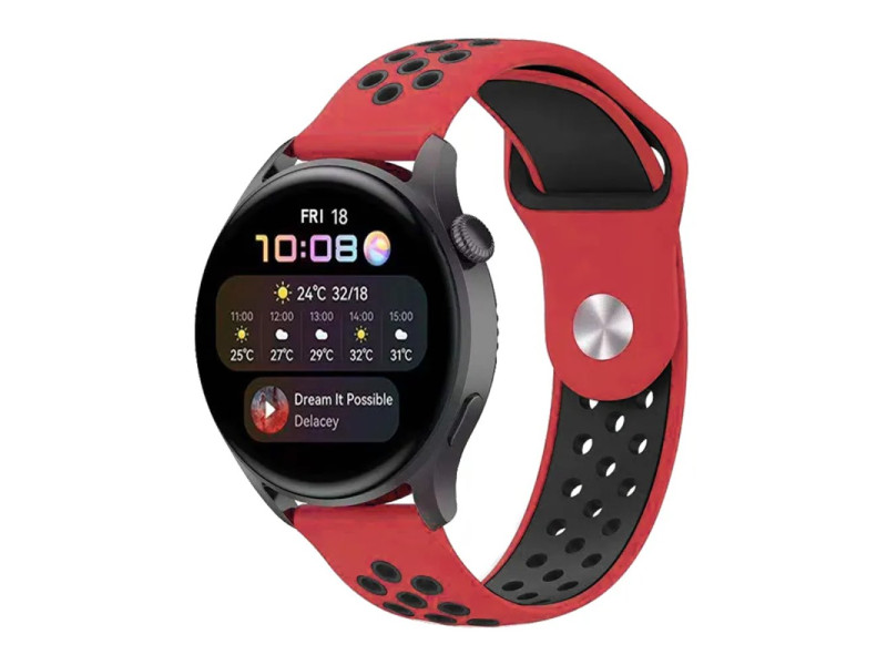 Newface Watch 20mm Spor Delikli Kordon - Kırmızı-Siyah