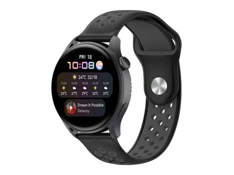 Newface Watch 20mm Spor Delikli Kordon - Siyah-Füme
