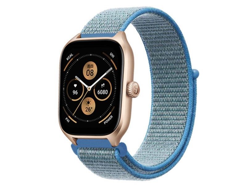 Newface Watch 22mm Hasırlı Cırtcırtlı Kordon - Mavi-Turkuaz