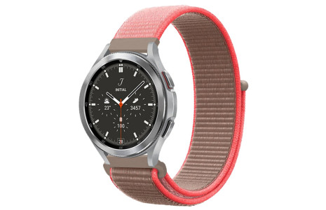 Newface Watch 22mm Hasırlı Cırtcırtlı Kordon - Pembe-Gri