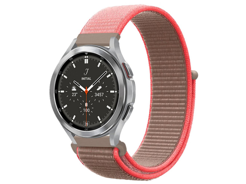 Newface Watch 22mm Hasırlı Cırtcırtlı Kordon - Pembe-Gri