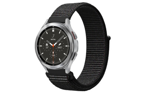 Newface Watch 22mm Hasırlı Cırtcırtlı Kordon - Siyah-Mavi