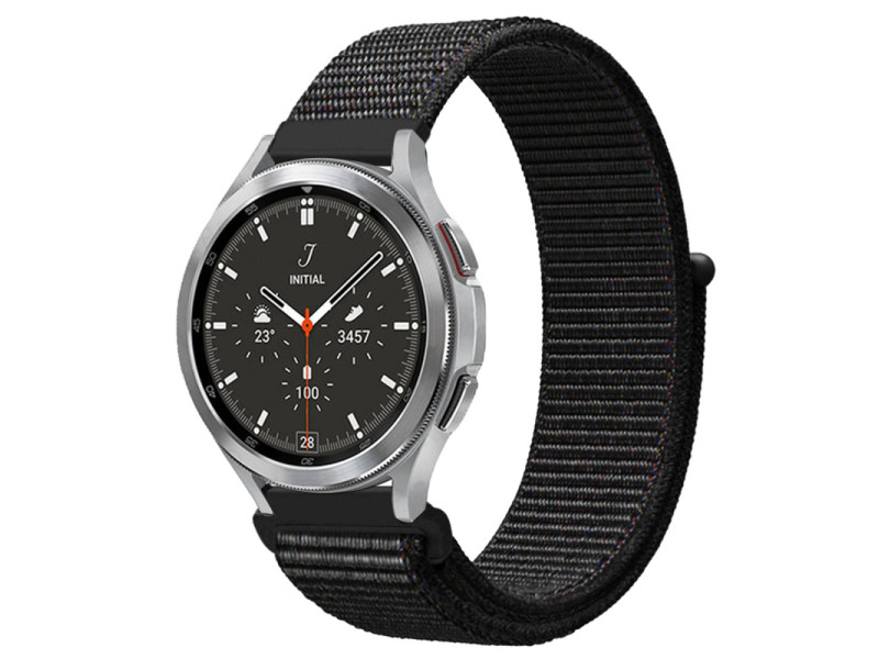 Newface Watch 22mm Hasırlı Cırtcırtlı Kordon - Siyah-Mavi