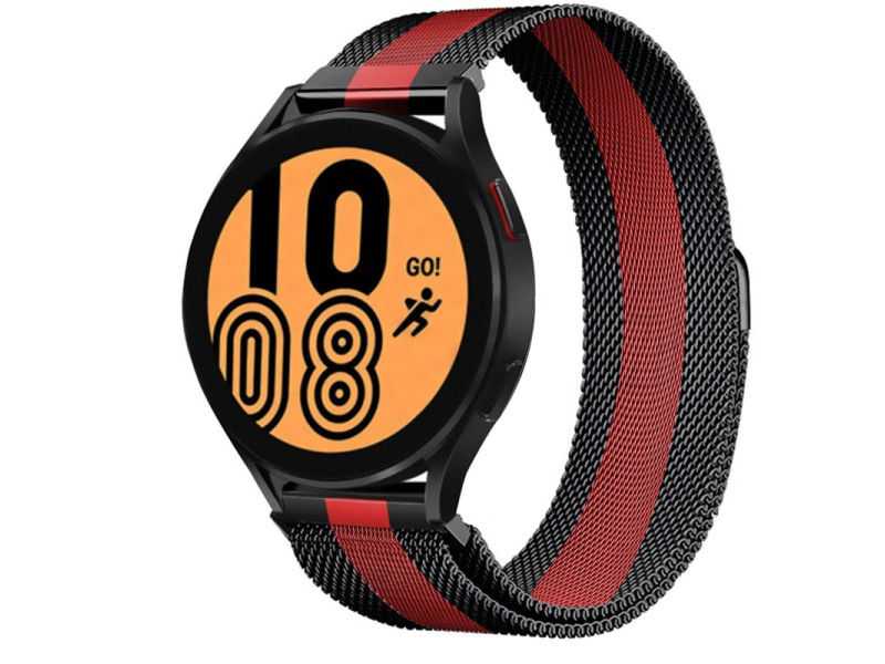 Newface Watch 22mm Metal Mıknatıslı Kordon - Siyah-Kırmızı