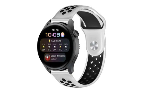 Newface Watch 22mm Spor Delikli Kordon - Beyaz-Siyah