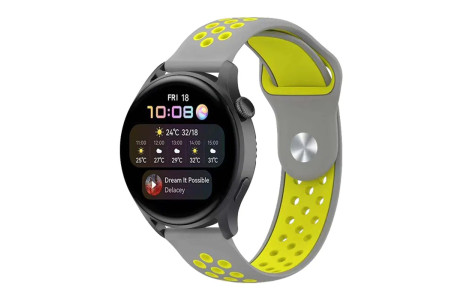 Newface Watch 22mm Spor Delikli Kordon - Gri-Yeşil