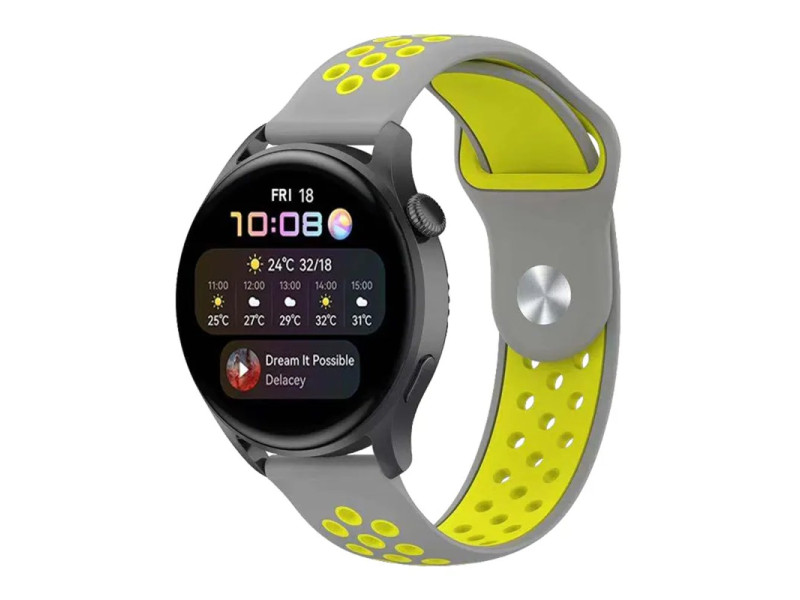 Newface Watch 22mm Spor Delikli Kordon - Gri-Yeşil
