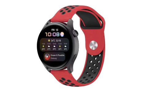 Newface Watch 22mm Spor Delikli Kordon - Kırmızı-Siyah