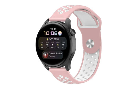 Newface Watch 22mm Spor Delikli Kordon - Pembe-Beyaz