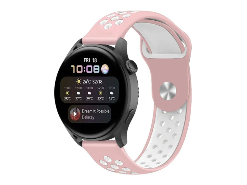 Newface Watch 22mm Spor Delikli Kordon - Pembe-Beyaz