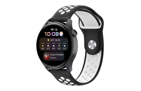 Newface Watch 22mm Spor Delikli Kordon - Siyah-Beyaz