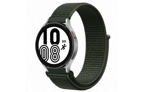 Newface Samsung Galaxy Watch 4 Hasırlı Cırtcırtlı Kordon - Haki Yeşil