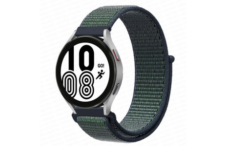 Newface Samsung Galaxy Watch 4 Hasırlı Cırtcırtlı Kordon - Lacivert-Yeşil