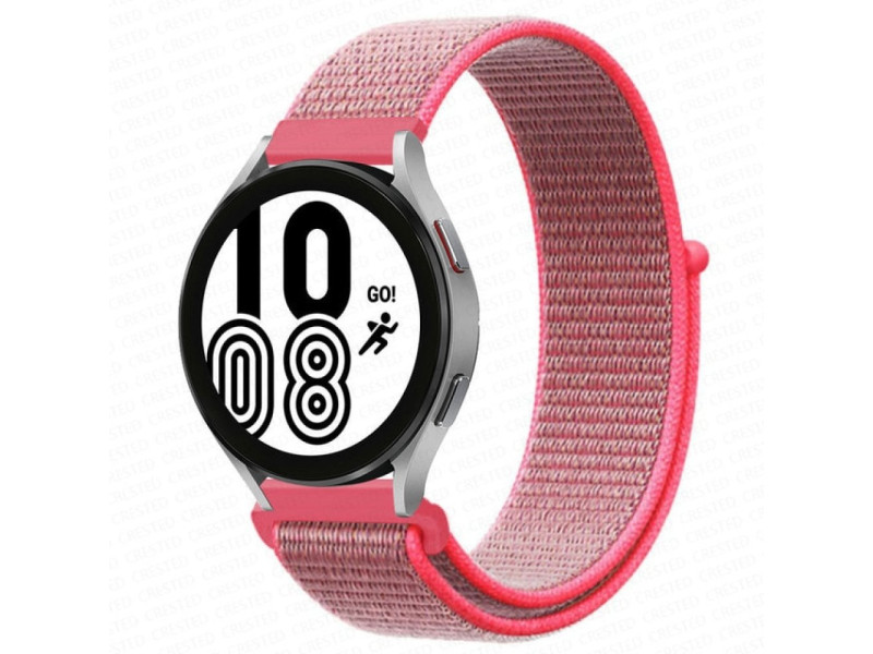 Newface Samsung Galaxy Watch 4 Hasırlı Cırtcırtlı Kordon - Pembe