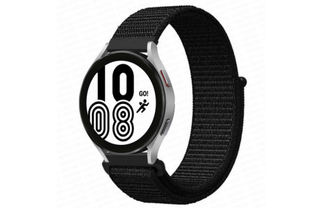 Newface Samsung Galaxy Watch 4 Hasırlı Cırtcırtlı Kordon - Siyah