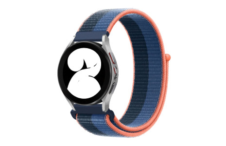 Newface Samsung Galaxy Watch 4 Hasırlı Cırtcırtlı Kordon - Siyah-Mavi