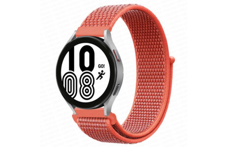 Newface Samsung Galaxy Watch 4 Hasırlı Cırtcırtlı Kordon - Turuncu