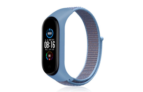 Newface Xiaomi Mi Band 6 Hasırlı Cırtcırtlı Kordon - Sarı-Lacivert