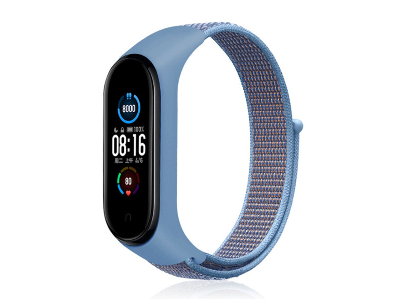 Newface Xiaomi Mi Band 6 Hasırlı Cırtcırtlı Kordon - Sarı-Lacivert