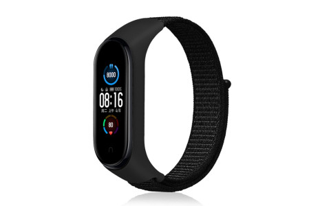 Newface Xiaomi Mi Band 6 Hasırlı Cırtcırtlı Kordon - Siyah-Mor