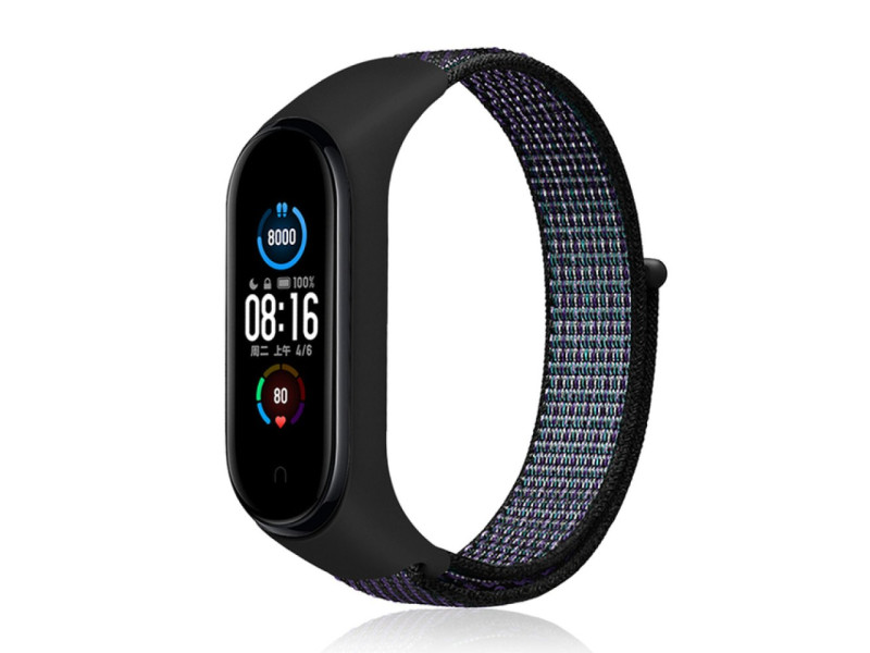 Newface Xiaomi Mi Band 6 Hasırlı Cırtcırtlı Kordon - Turuncu-Gri