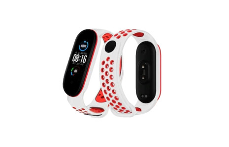 Newface Xiaomi Mi Band 4 Spor Delikli Kordon - Beyaz-Kırmızı