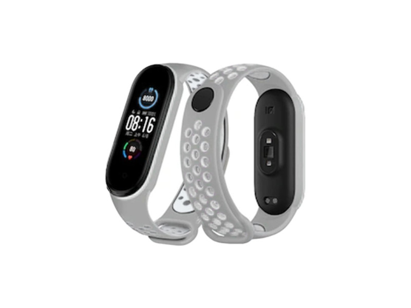 Newface Xiaomi Mi Band 3 Spor Delikli Kordon - Gri-Beyaz