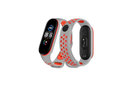 Newface Xiaomi Mi Band 4 Spor Delikli Kordon - Gri-Kırmızı