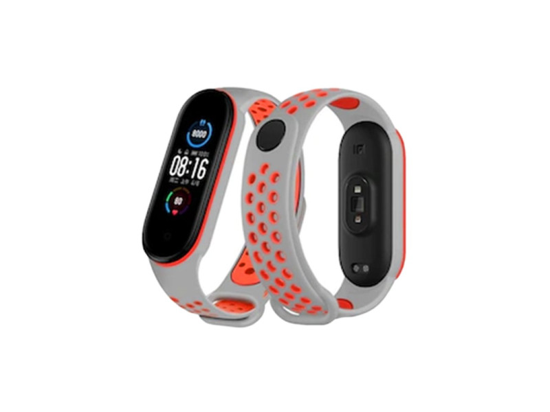 Newface Xiaomi Mi Band 4 Spor Delikli Kordon - Gri-Kırmızı