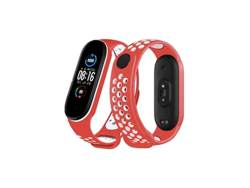 Newface Xiaomi Mi Band 3 Spor Delikli Kordon - Kırmızı-Beyaz