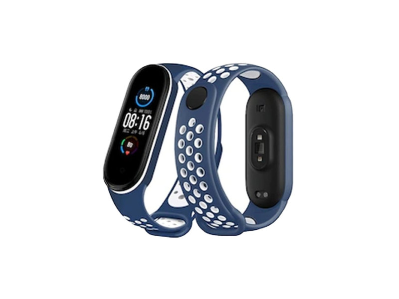 Newface Xiaomi Mi Band 6 Spor Delikli Kordon - Lacivert-Beyaz