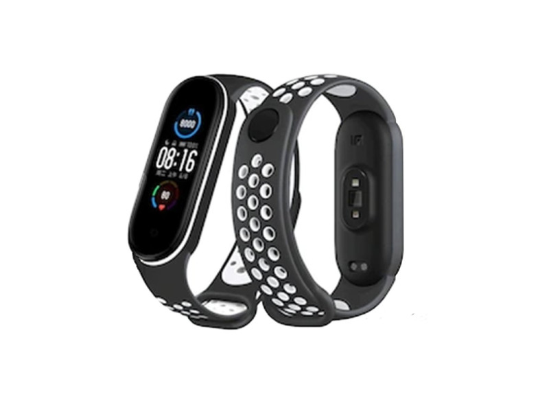 Newface Xiaomi Mi Band 3 Spor Delikli Kordon - Siyah-Beyaz