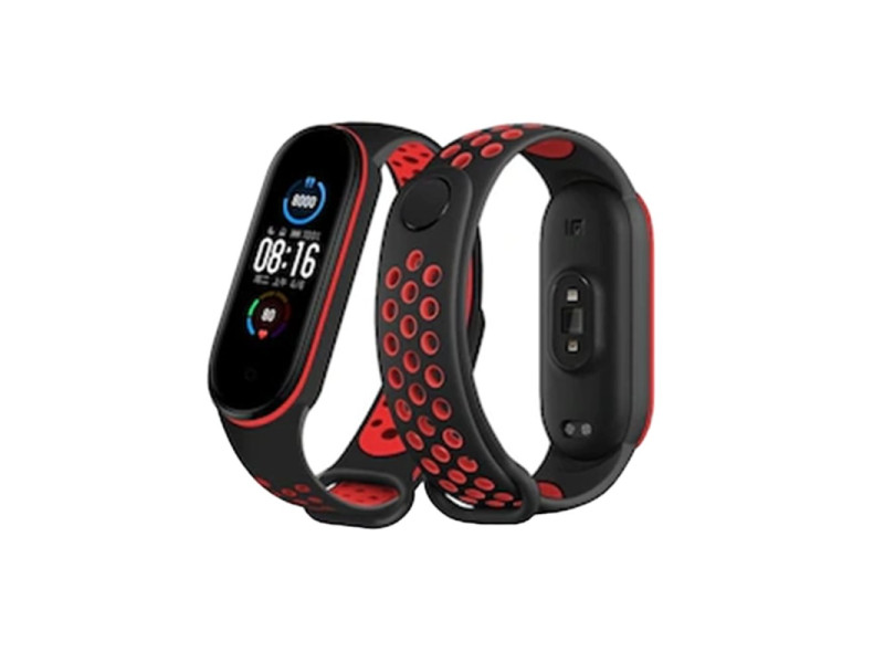 Newface Xiaomi Mi Band 3 Spor Delikli Kordon - Siyah-Kırmızı