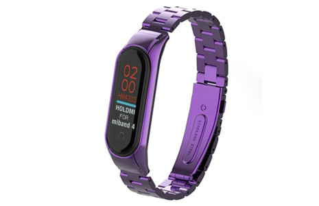 Newface Xiaomi Mi Band 4 Metal Baklalı Kordon - Mor