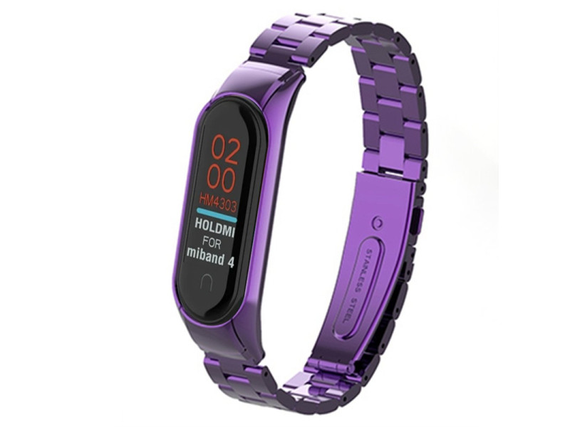 Newface Xiaomi Mi Band 4 Metal Baklalı Kordon - Mor