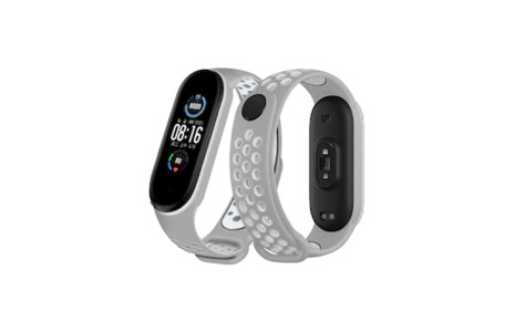 Newface Xiaomi Mi Band 7 Spor Delikli Kordon - Gri-Beyaz
