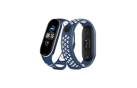 Newface Xiaomi Mi Band 7 Spor Delikli Kordon - Lacivert-Beyaz