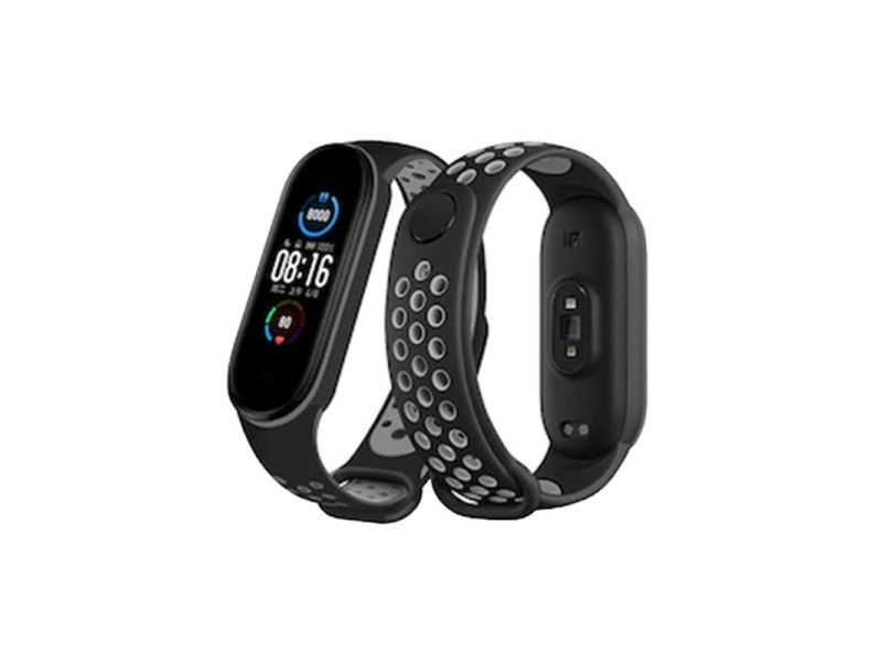 Newface Xiaomi Mi Band 7 Spor Delikli Kordon - Siyah-Gri