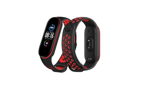 Newface Xiaomi Mi Band 7 Spor Delikli Kordon - Siyah-Kırmızı