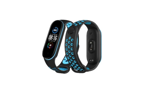 Newface Xiaomi Mi Band 7 Spor Delikli Kordon - Siyah-Mavi