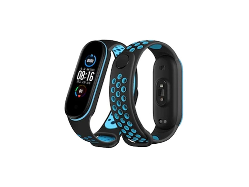 Newface Xiaomi Mi Band 7 Spor Delikli Kordon - Siyah-Mavi