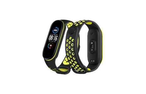 Newface Xiaomi Mi Band 7 Spor Delikli Kordon - Siyah-Yeşil