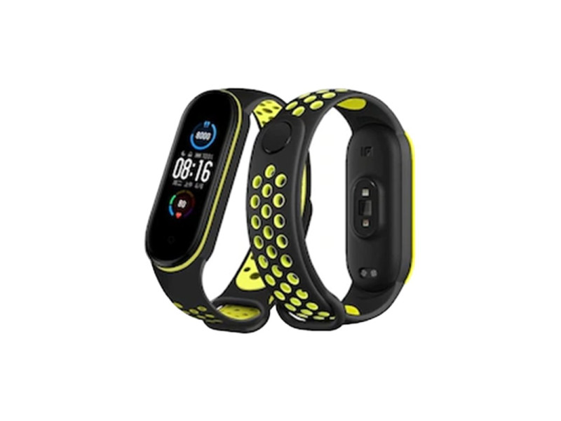 Newface Xiaomi Mi Band 7 Spor Delikli Kordon - Siyah-Yeşil